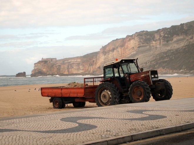 truck on beach nazare portugal